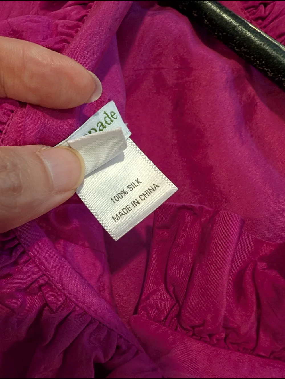 kate spade Hot Pink Ruffle Neck Short Sleeve Blouse